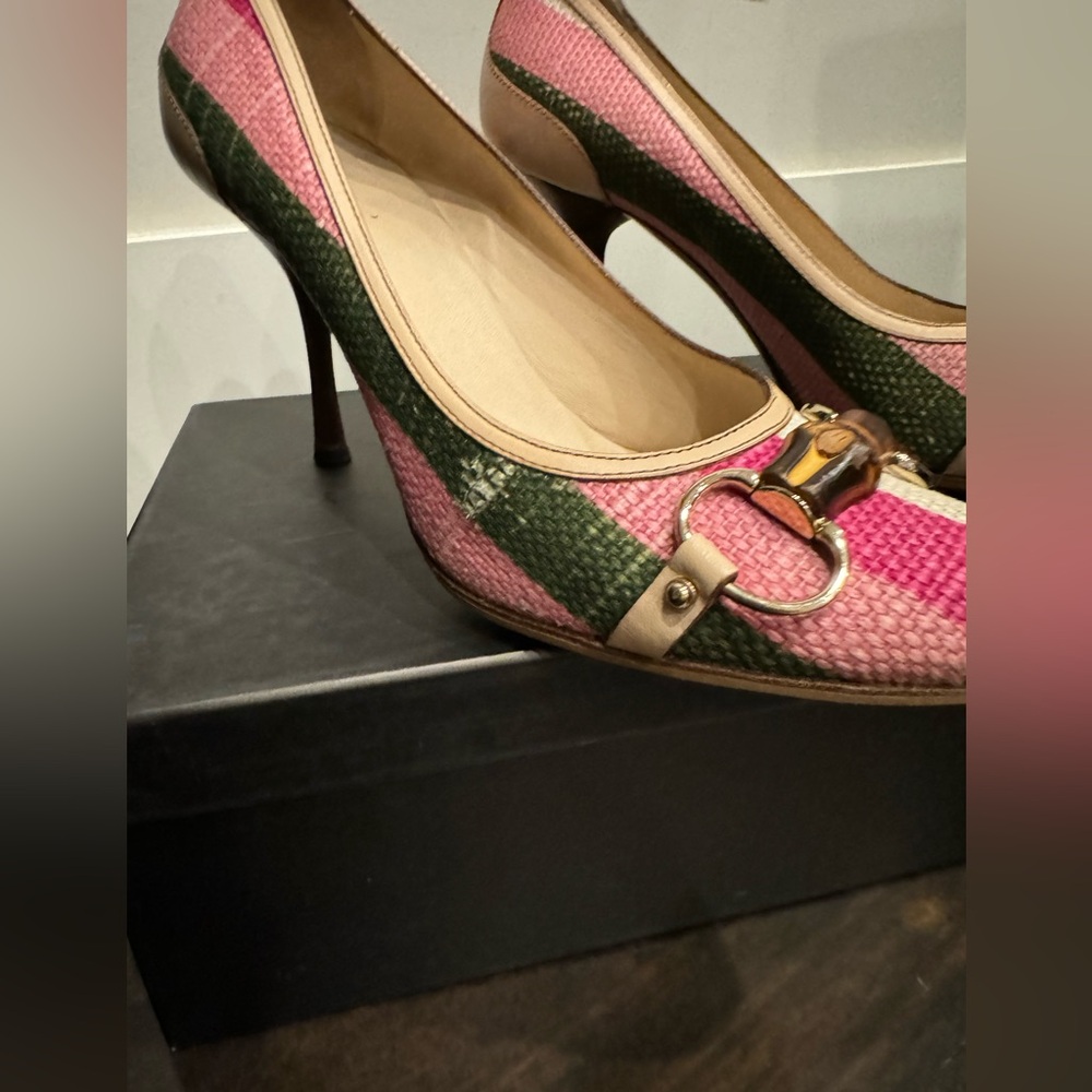 Gucci Tom Ford Era Bamboo and Raffia Heels Horsebit - Picture 5 of 10